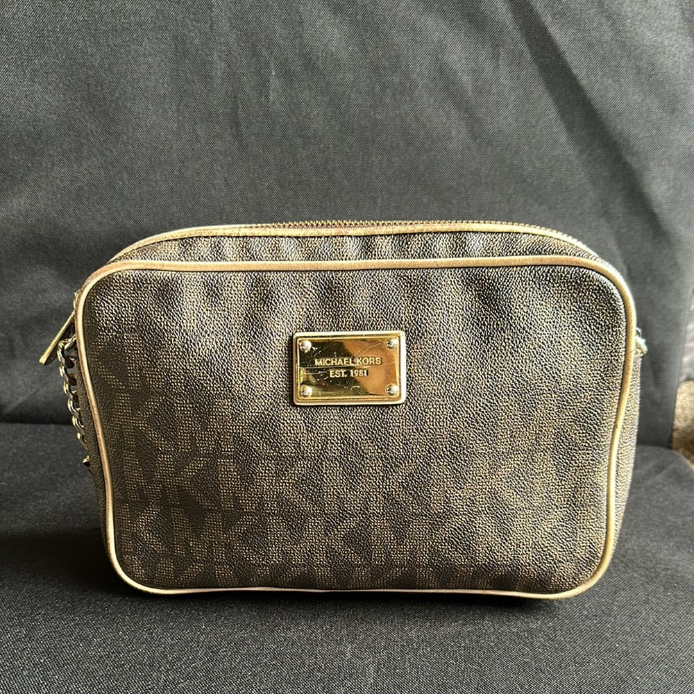 Michael Kors Signature Dark Brown Logo Crossbody Bag